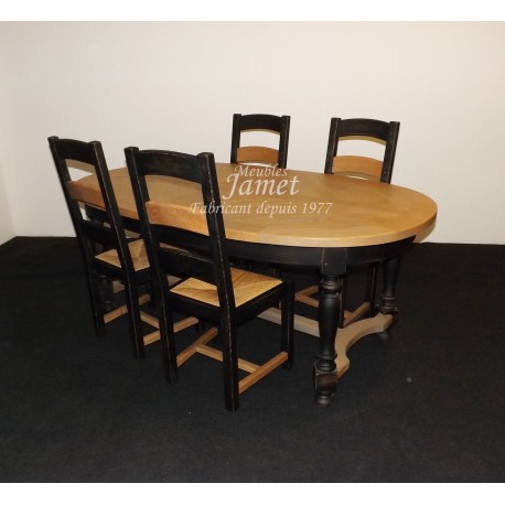 table ovale en chêne dessus en épis