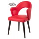 Fauteuil design rouge PAL piètement chêne
