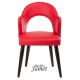 Fauteuil design rouge PAL piètement chêne