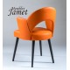 Fauteuil design rouge PAL piètement chêne