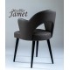 Fauteuil design rouge PAL piètement chêne