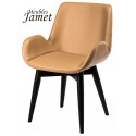 Fauteuil SAKO contemporain simili cuir piètement rond conique