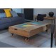 Table basse relevable dessus métal