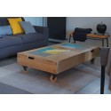 Table basse relevable dessus métal