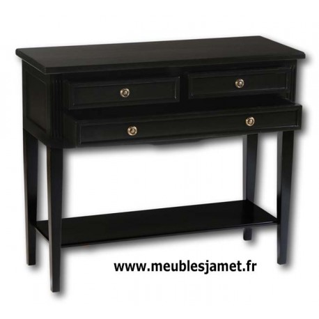 Console 3 tiroirs laquée noire