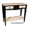 Console 2 tiroirs + cache secrets laquée noire + blanc + rouge
