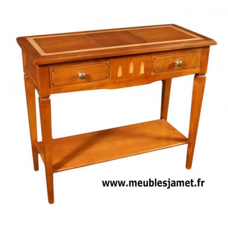 Console 2 tiroirs + cache secret merisier