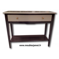 console un grand tiroir laquée champagne + chocolat