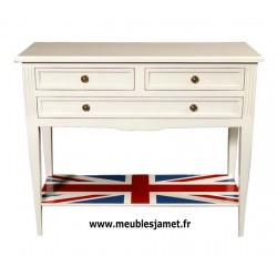 Console grand tiroir avec drapeau laquée blanc