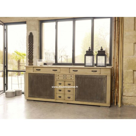 Buffet enfilade style Atelier en chêne massif