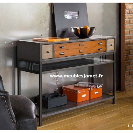 Console bois et métal style Industriel