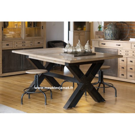 Table style Industriel piétement X