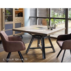 Table carrée style Industriel 4 volets