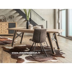 Table style Atelier piétement sur roulettes