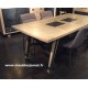 Table style Atelier piétement sur roulettes