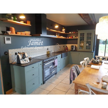 cuisine sur mesure laquée vert Anglais
