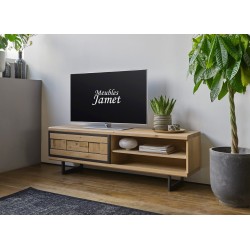Meuble TV contemporain chêne et métal