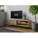 Meuble TV contemporain chêne et métal