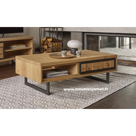Table basse Style Contemporain chêne et métal