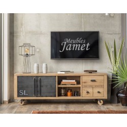 Meuble TV Style Industriel chêne et Métal Réf. A 5555 A