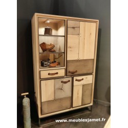 Meuble vitrine Style Industriel Patchwork de chêne