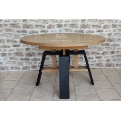 Table ronde Style Atelier en chêne
