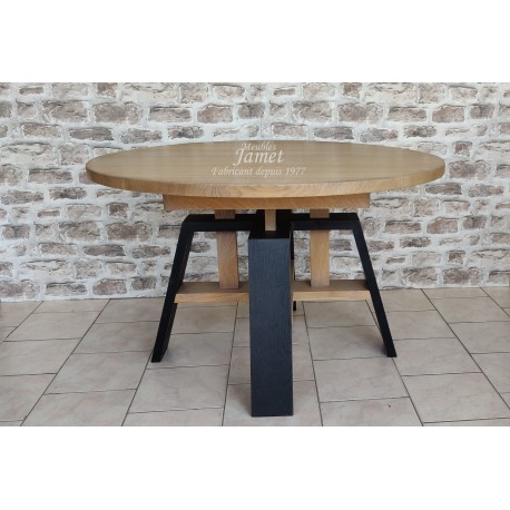 Table ronde Style Atelier en chêne