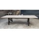 Table Style Industriel en chêne massif avec 2 allonges