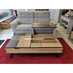 Table basse relevable dessus Patchwork de chêne