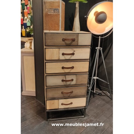Chiffonnier Style PATCHWORK de chêne Réf. A2947 PC