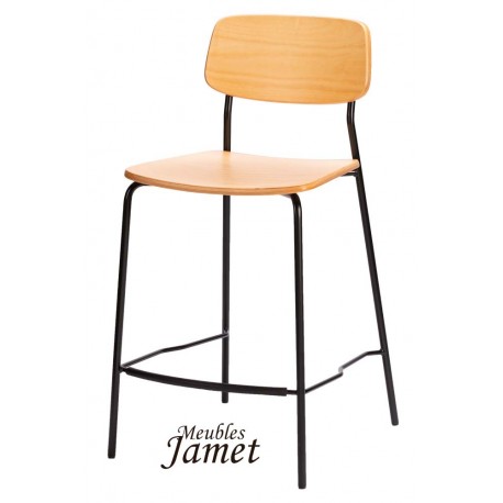 Tabouret de bar bois et métal Réf. ECOLIER