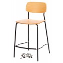 Tabouret de bar Bois et Métal Laqué Réf. ECOLIER