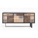 Buffet enfilade 3 portes 2 tiroirs Patchwork de bois