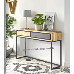 Console 2 tiroirs bois et métal Réf. BKS79 C
