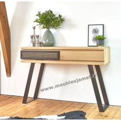 Console 2 tiroirs chêne et métal Réf. FUS79 C
