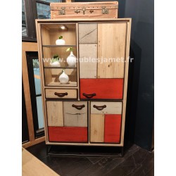 Armoirette Style Industriel PATCHWORK de chêne Réf. A 2947 PC A