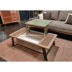 Table basse plateau relevable bois et métal Réf. A 5670 A