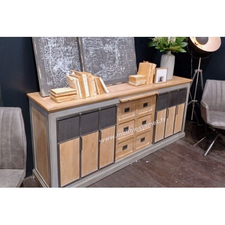 Meubles bas Style Industriel chêne et métal Réf. A EU33 GRIS