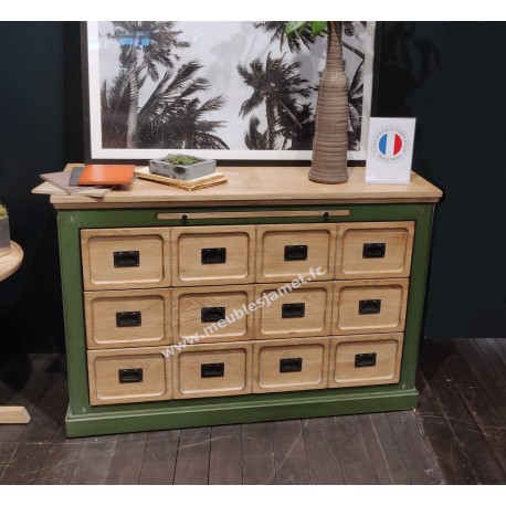 Commode 3 tiroirs Style Industriel Réf. A EU34 VERT