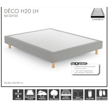 Sommier Déco à lattes Hauteur 20 cm