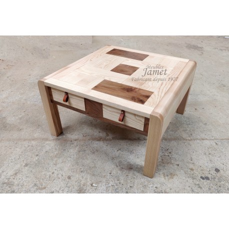 Table basse dessus PATCHXORK Frêne et Noyer Réf. NATHALIE