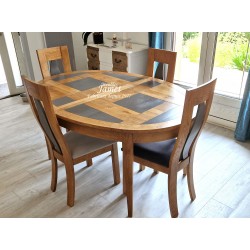 Table Ovale en chêne dessus PATCHWORK Réf. VALFRAMBERT