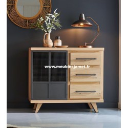 Meuble d'entrée Style Industriel Chêne et Métal Réf.GAL50C