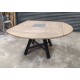 Table carrée à volets Style Industriel Chêne et Métal Réf.CHAMBOURG
