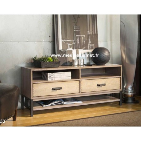 Meuble TV Style Industriel Chêne et Métal Réf. A 4159 A