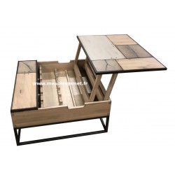 Table basse Carrée PATCHWORK 1 plateau relevable Réf. A2993P