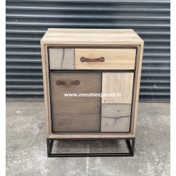 Petit meuble 1 porte 1 tiroir Style PATCHWORK Réf. GRAVIGNY