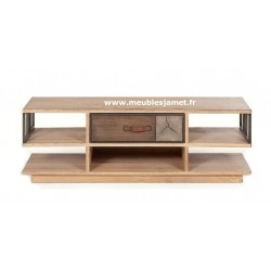 Meuble TV PATCHWORK de Chêne sur roulettes Réf. A2928P