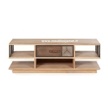 Meuble TV PATCHWORK de Chêne sur roulettes Réf. A2928P